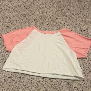 Aerie Coral and Cream Tee